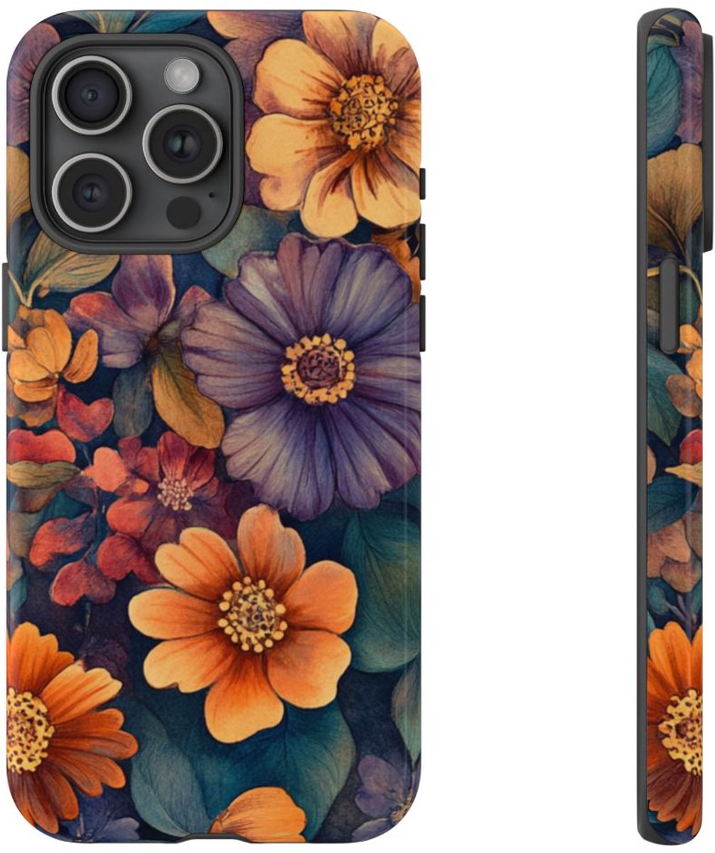 Levendig Aquarel Bloemenpatroon – Telefoonhoesje Geschikt voor iPhone 15 Pro Max