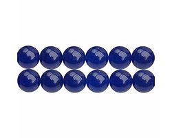 SKYBEADS 4 mm edelsteen geverfde donkerblauwe chalcedoon kralen voor het maken van sieraden. 38 cm streng. Ongeveer 90 stuks.