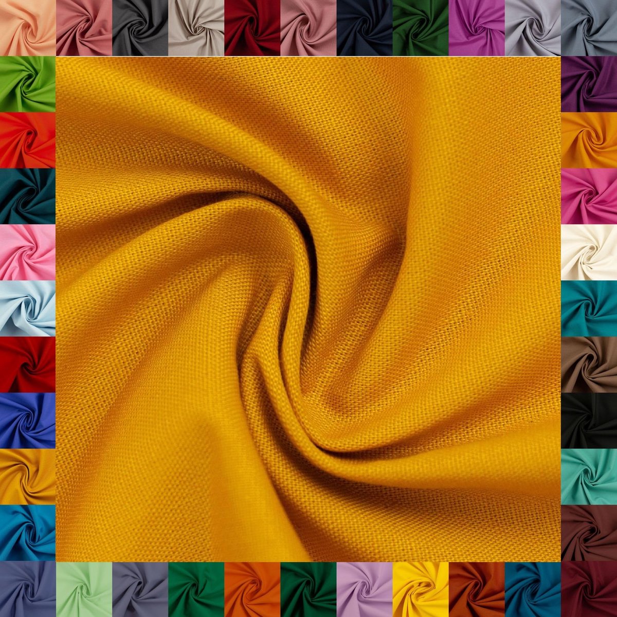 Katoenen stof HEIDE, Swafing, 42 effen kleuren, effen, 100% katoen, kortingsbonnen, Oeko-TEX Standard 100 (mosterdgeel, 1 m)