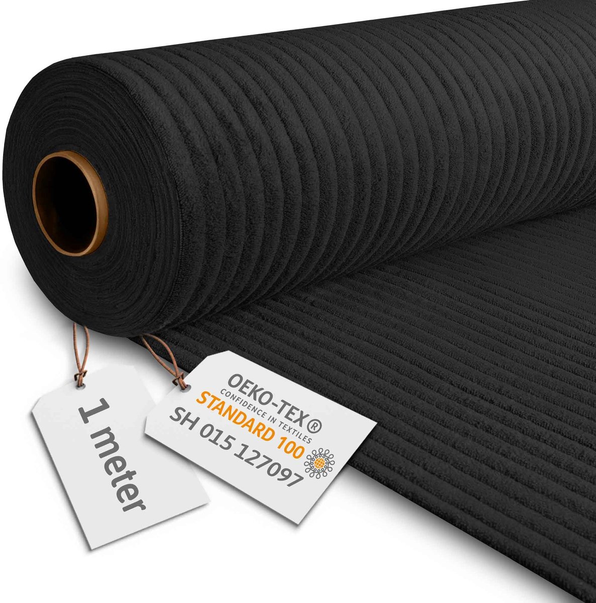 DreamRoots Corduroy Stof Verkocht per Meter Gewicht 380 g/m2 - Meubelstof Corduroy Verkocht per Meter 140 cm Breed - Meubelstof Verkocht per Meter - Brede Corduroy Verkocht per Meter Black Beauty 1M