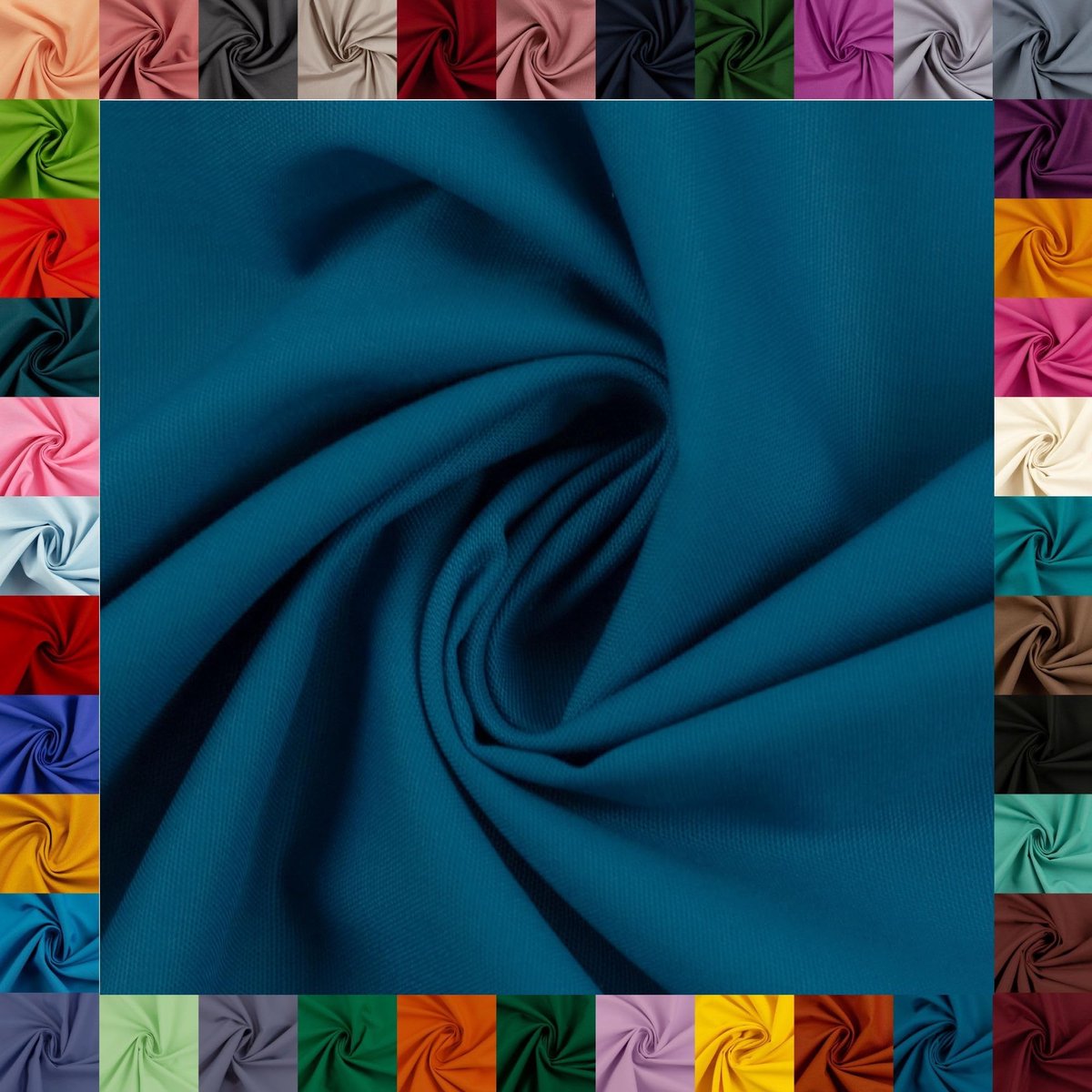 Katoenen stof HEIDE, Swafing, 42 effen kleuren, eenkleurig, 100% katoen, kortingsbonnen, Oeko-TEX Standard 100 (donkerturkoois, 1 m)