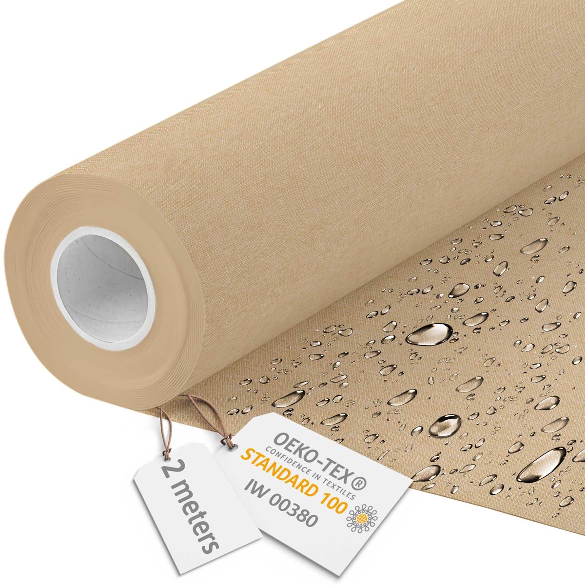 DreamRoots Canvas Waterdicht - Meubelstof per meter, Imitatie Plat 160 cm Breed - Waterafstotende stof 220 g/m2 600D - Luifelstof Waterdicht per meter, Woestijnzand 2M