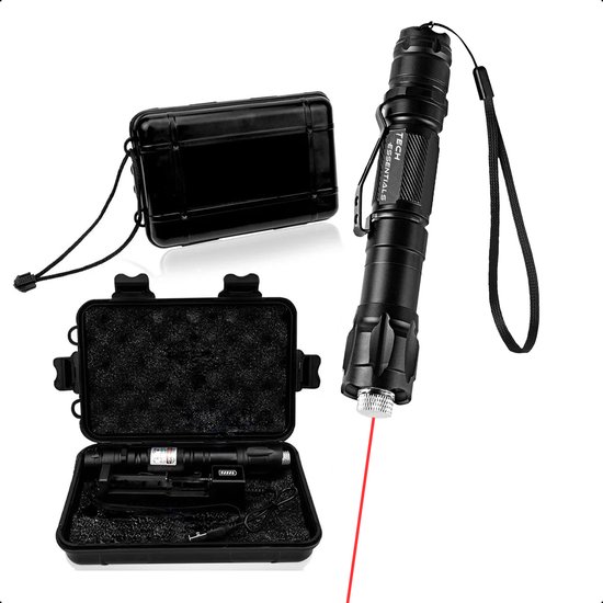 Tech Essentials® Professionele Laserpen Rood - Klasse II - Met Case - Oplaadbaar - Inclusief Batterijen En Oplader - Extra Krachtig | Pointer - Gadget - Lichtjes