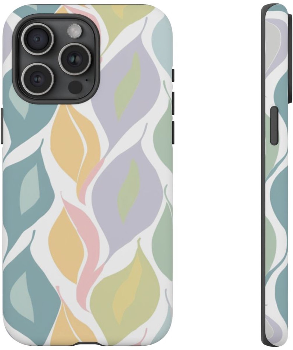 Pastel Bladerenpatroon – Telefoonhoesje Geschikt voor iPhone 15 Pro Max