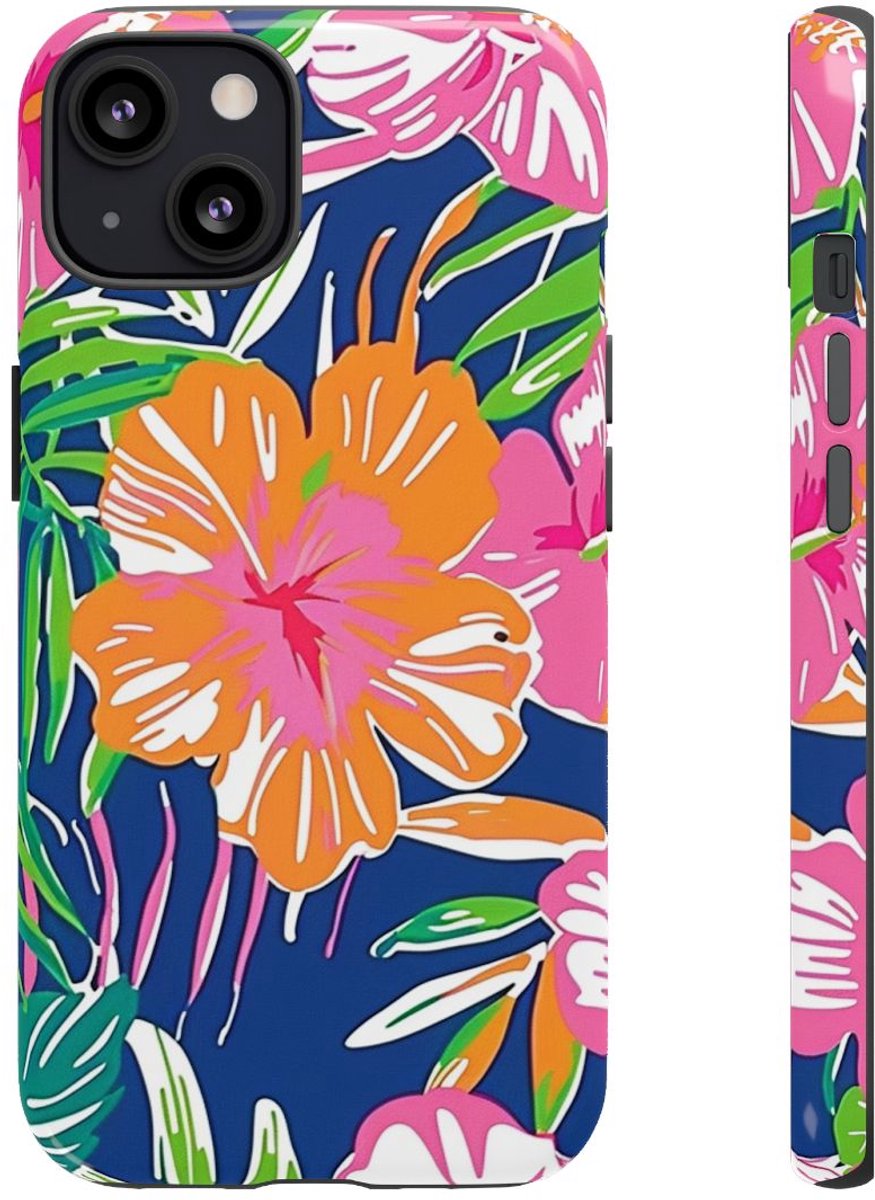Vrolijk Tropisch Bloemenpatroon – Telefoonhoesje Geschikt voor iPhone 13