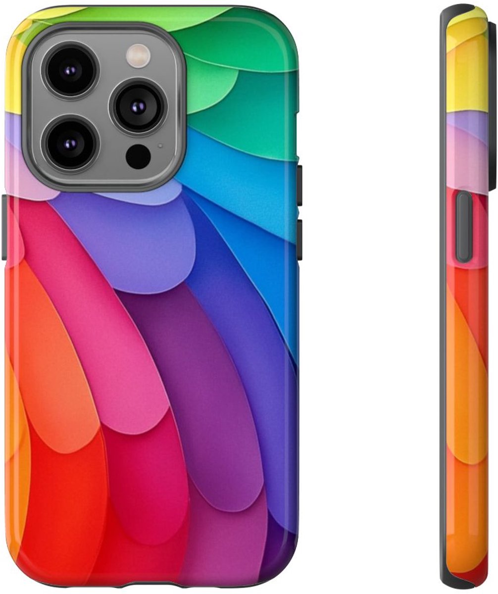Kleurrijk Gelaagd Regenboogpatroon – Telefoonhoesje Geschikt voor iPhone 14 Pro