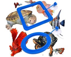 2x Drijvende voederring - Aquarium voederring - Drijvende Visvoer Ring - Visvoer ring met zuignap - Aquarium Feeder Ring - Zuignap Bevestiging - Drijvende Vis Voeder Ring - Aquarium Accesoires - Voor Guppy, Betta's, Goudvissen, Schildpad - Blauw