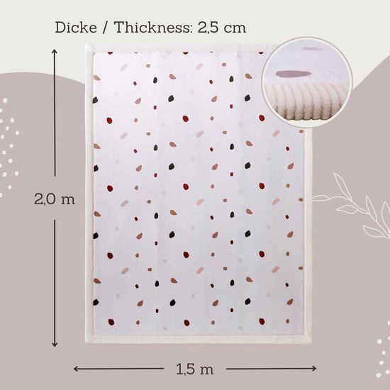 Hakuna Matte Wolkzachte Fluwelen Mat Speelmat baby 200 x 150 x 2,5 cm, Confetti - Kindertapijt met hoogwaardig traagschuim - Baby speelkleed met antislipbasis - Babykruipmat, kinderkamertapijt