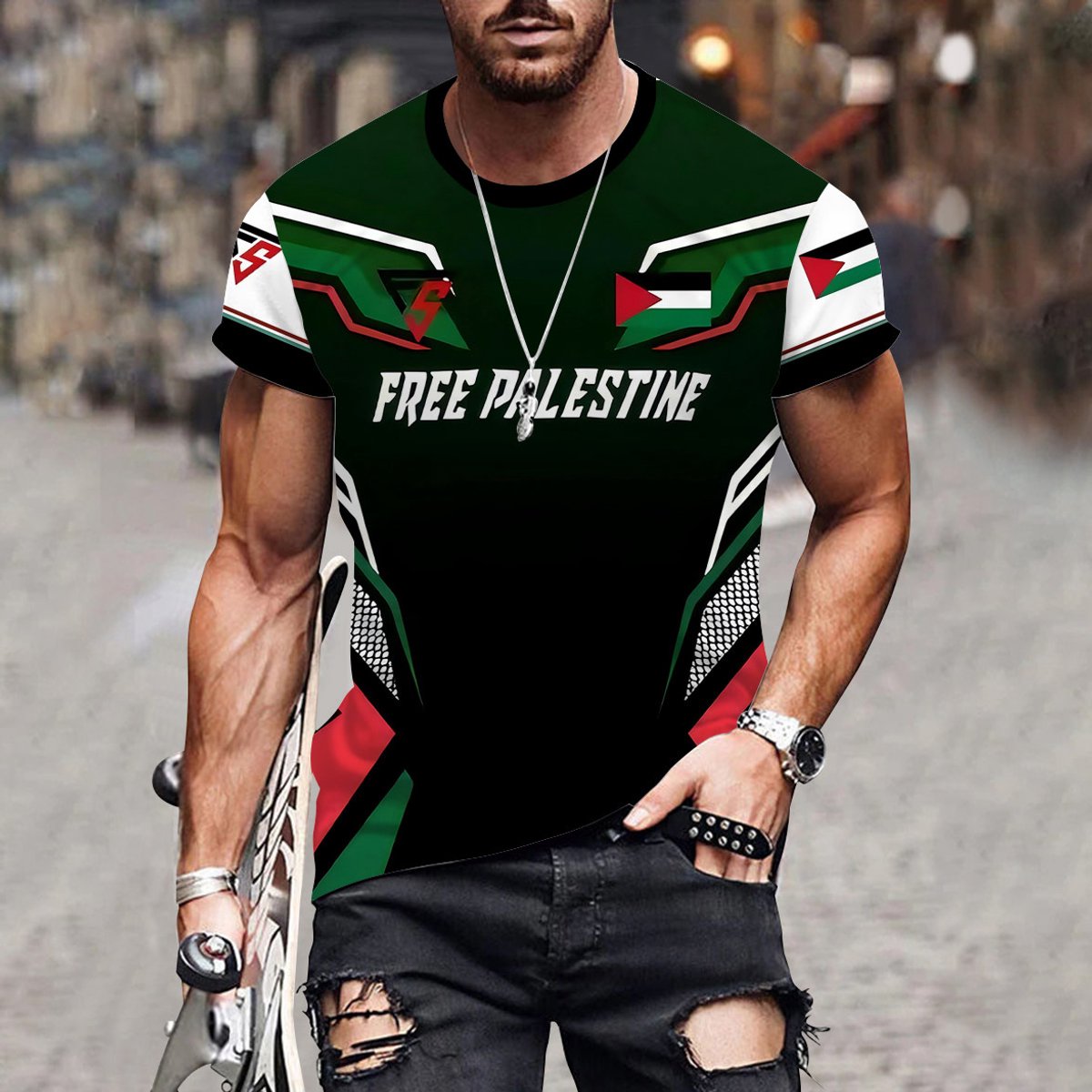 Fightsense Dry-Fit Shirt V1 – Free Palestine Design – Maat m | Ademend Sportshirt met Statement