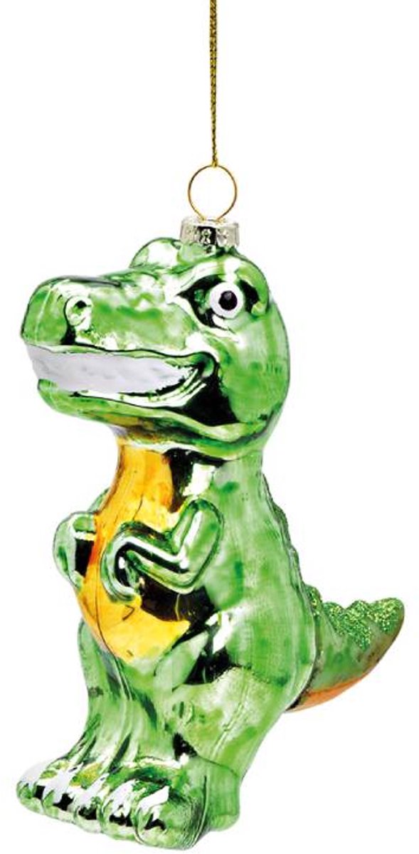 Kersthanger - Groene Dino - H12cm - Glazen kerst ornament
