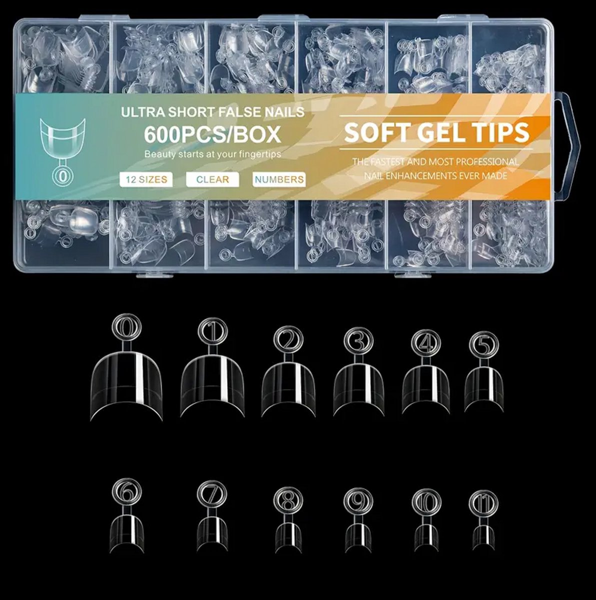 Short Full Cover Soft Gel Tips 12 maten - nepnagels - plaknagels - Geltips 600 stuks Full Cover Short Gelnagels - nagelset in Doos 600 stuks - nageltips voor gelnagels