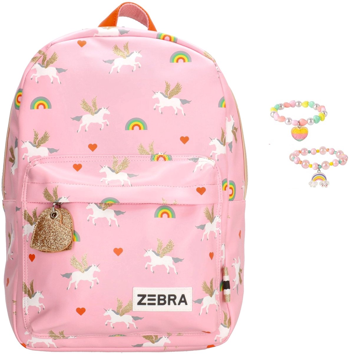Zebra Rugzak Unicorn Love Pink - kinderrugtas, rugtas, kinderrugzak, schooltas + armbandje