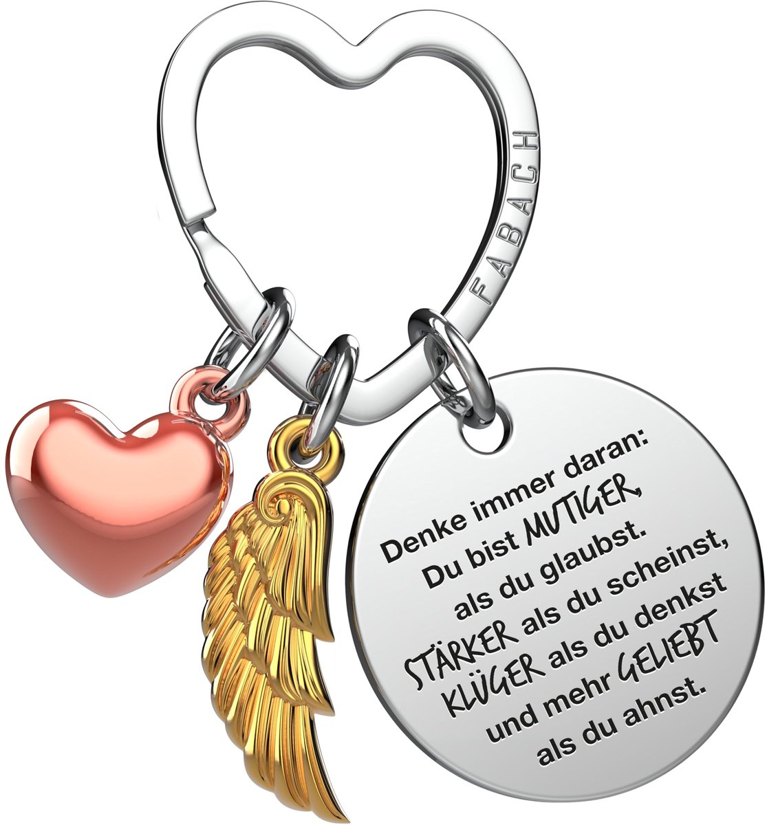 FABACH Beste Vriend Sleutelhanger Beschermengel Geluksbrenger met Hart en Gravure - Beste Vriend Cadeaus Sleutelhanger Hart - Beste Vriend Cadeau Engel Geluksbrenger