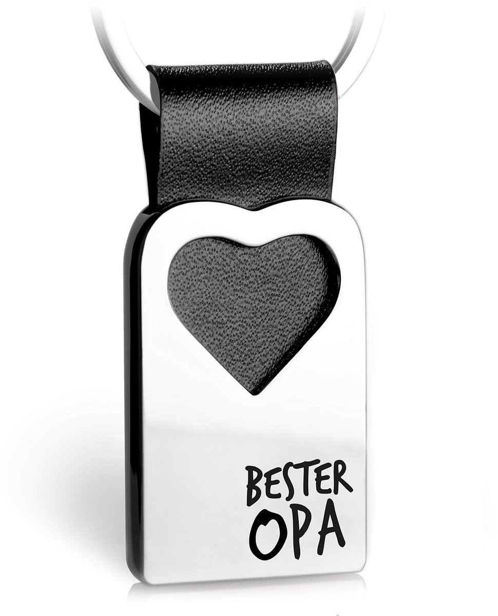 FABACH hart sleutelhanger met gravure van leer - Opa cadeau hanger voor verjaardag - Beste Opa
