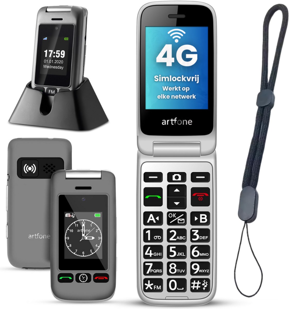 Senioren Telefoon met Polsband - Simlock vrij - Klap GSM - 128MB