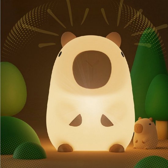 Klikkopers® - Capybara Lamp - Capibara Nachtlampje Kinderen & Baby - Siliconen Lampje Slaapkamer - Touch lamp - Knijplampje van Merkloos — afbeelding 5