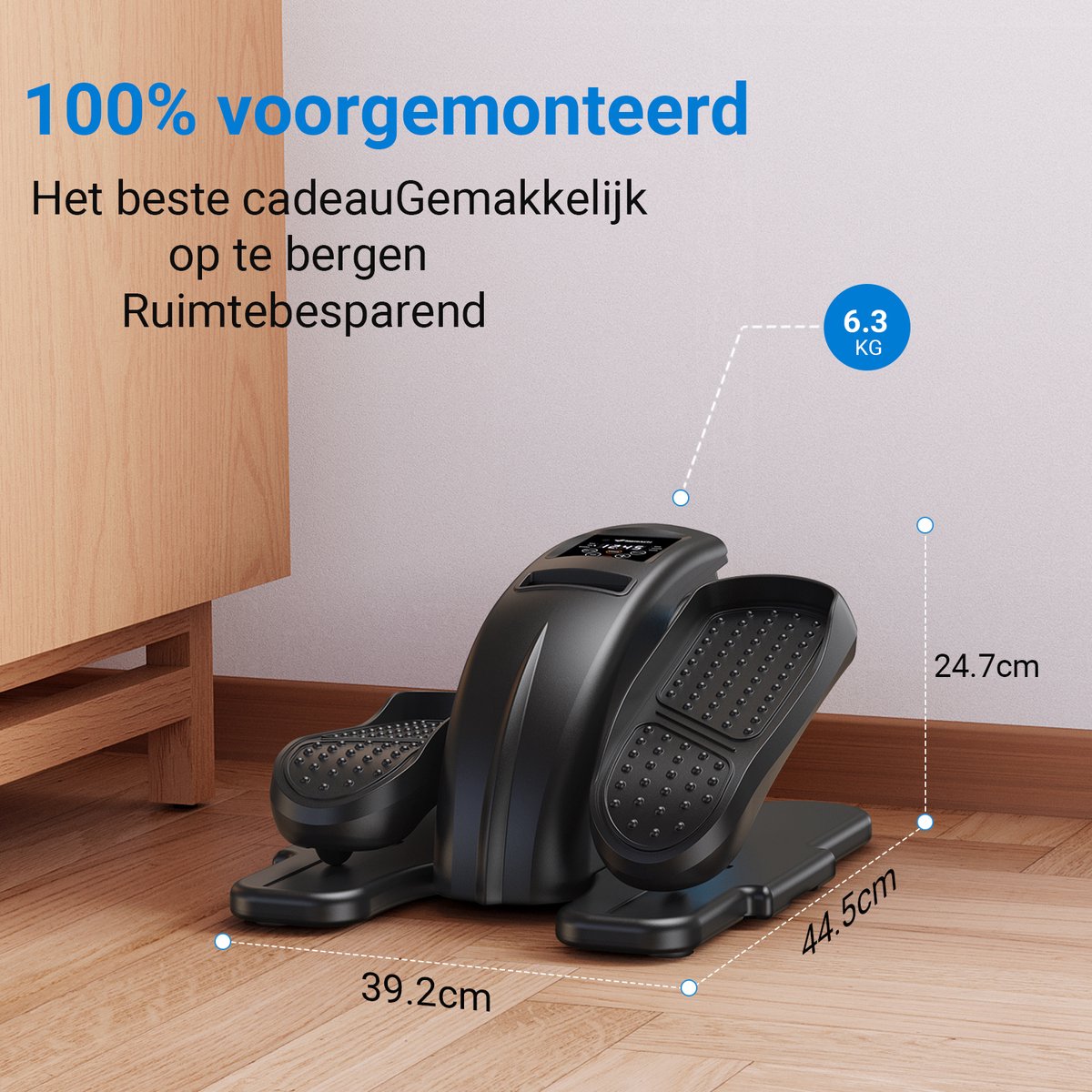 MERACH Mini Crosstrainer 12 Niveaus Zwart met - afbeelding 2