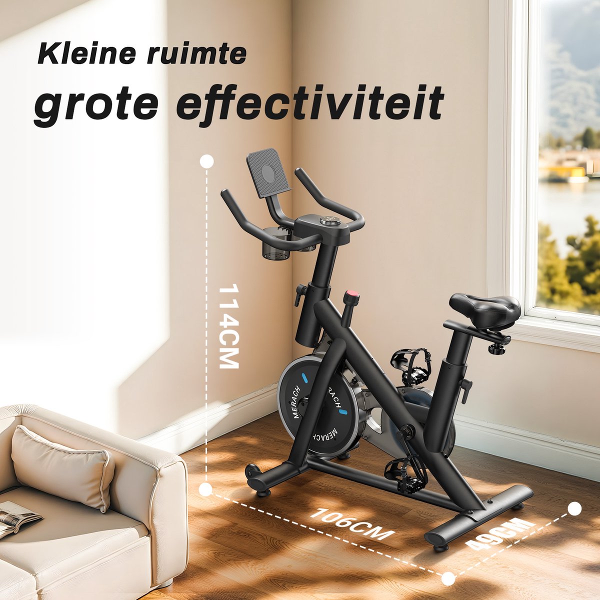 MERACH Hometrainer, fiets, inklapbaar, met lcd-monitor, ergometer