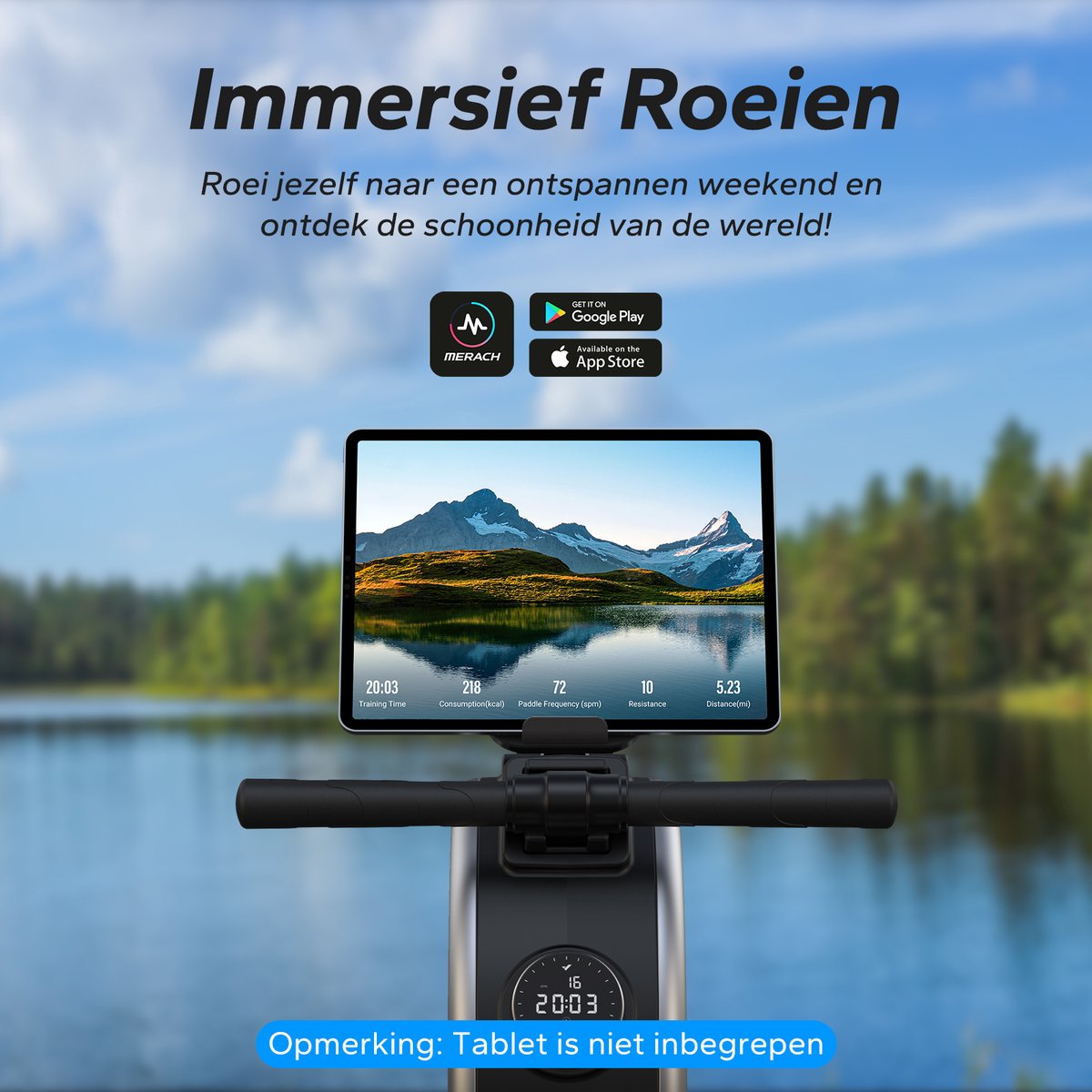 MERACH Roeitrainer Stille Magnetisch Inklapbaar Zwart - afbeelding 3