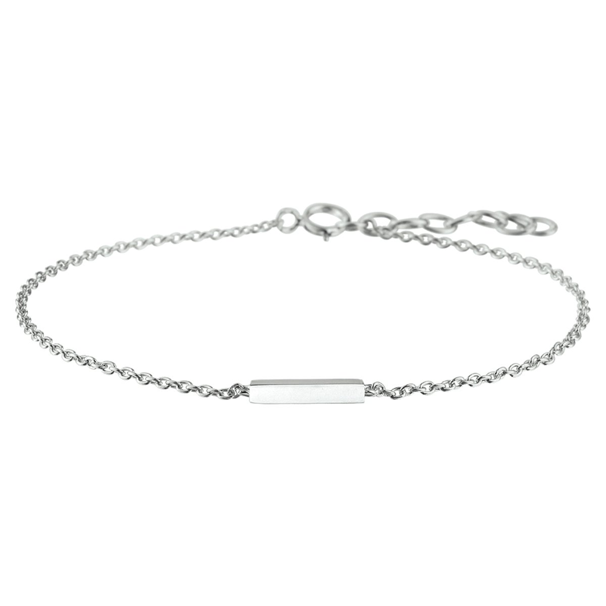 Glams armband balkje 1,2 mm 16 + 2,5 mm - Zilver