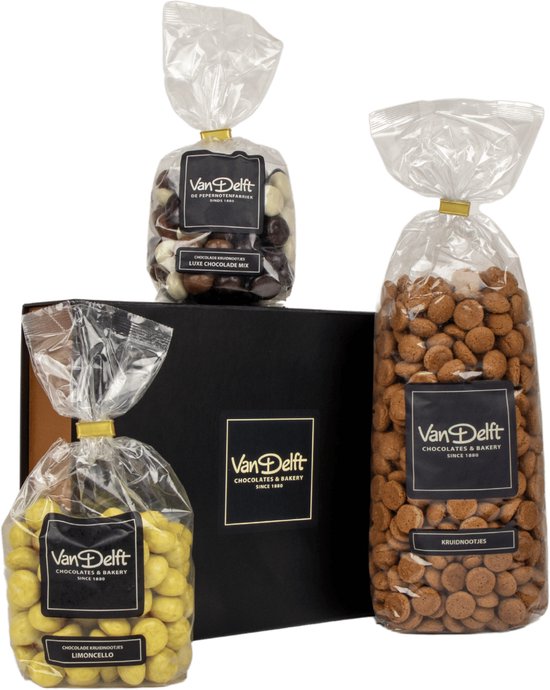 Van Delft - Giftbox met kruidnoten (500gr), luxe mix en limoncello - Kruidnoten Cadeau - Personeelsgeschenk - Sinterklaas geschenk