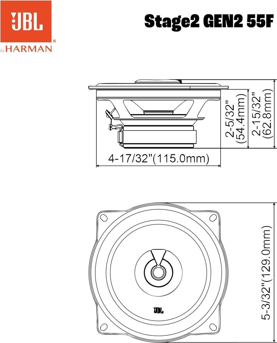 JBL STAGE2 GEN2 55F - Autospeakers - 13 cm - 2-weg Coaxiaal - 400 Watt - Luidspreker set – foto 6
