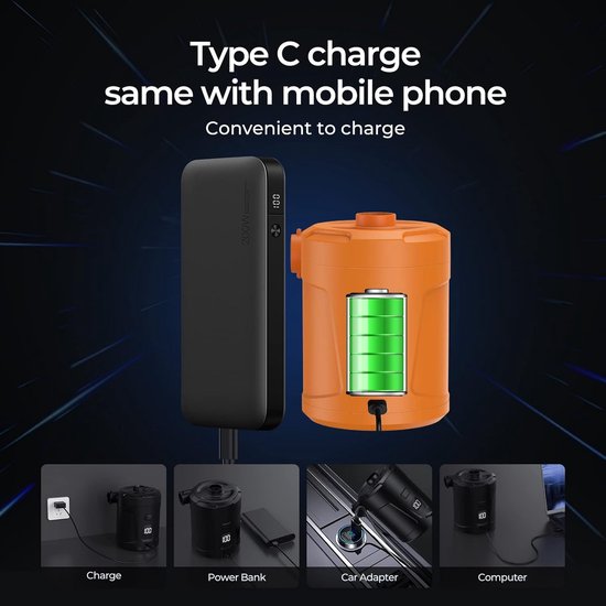 Outdoor camping kleine elektrische laadpomp home car draagbare elektrische laadpomp, oranje kleur van Merkloos — afbeelding 3