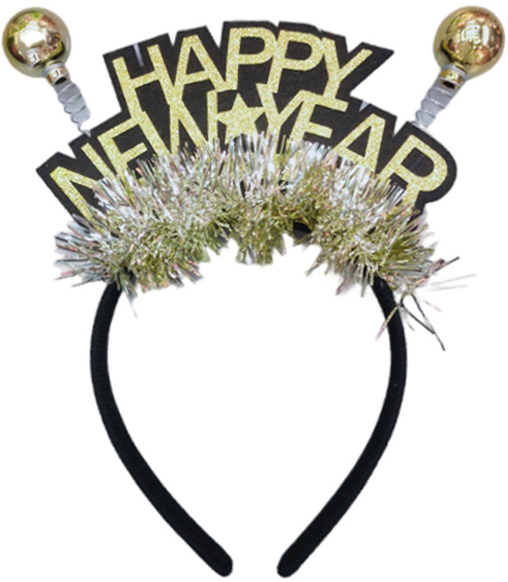 Feesthoedjes Volwassenen Happy New Year Diadeem Oud en Nieuw Versiering Nieuwjaar Decoratie Goud - 1 Stuk