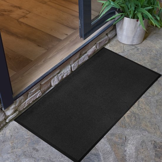 Paillasson Furni24 – Facile à nettoyer, résistant aux intempéries, avec dessous antidérapant – Pour l'intérieur et l'extérieur, absorbant, à séchage rapide, lavable – Anthracite, 80 x 120 cm