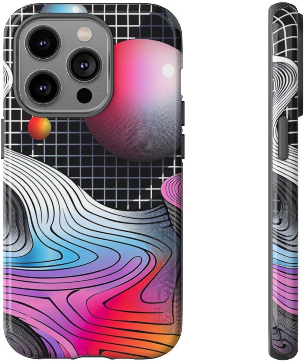 Kleurrijk Abstract Geometrisch Landschap – Telefoonhoesje Geschikt voor iPhone 14 Pro