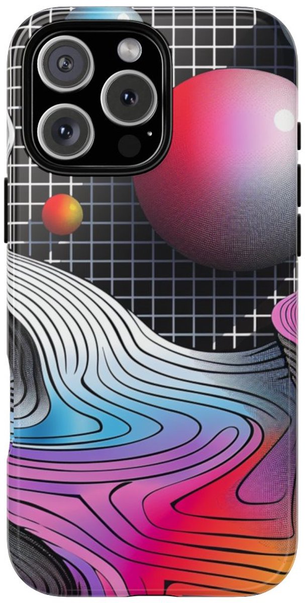 Kleurrijk Abstract Geometrisch Landschap – Telefoonhoesje Geschikt voor iPhone 16 Pro Max