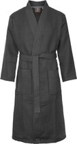 Sauna badjas wafel - grijze badjas unisex - biologisch katoen - kimono - wafel badjas dames - wafel badjas heren - wafel badjas - antraciet maat M