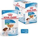 Royal Canin Puppy Mini zakje en doos met 12x 85g brokjes in saus, 2-10 maanden.