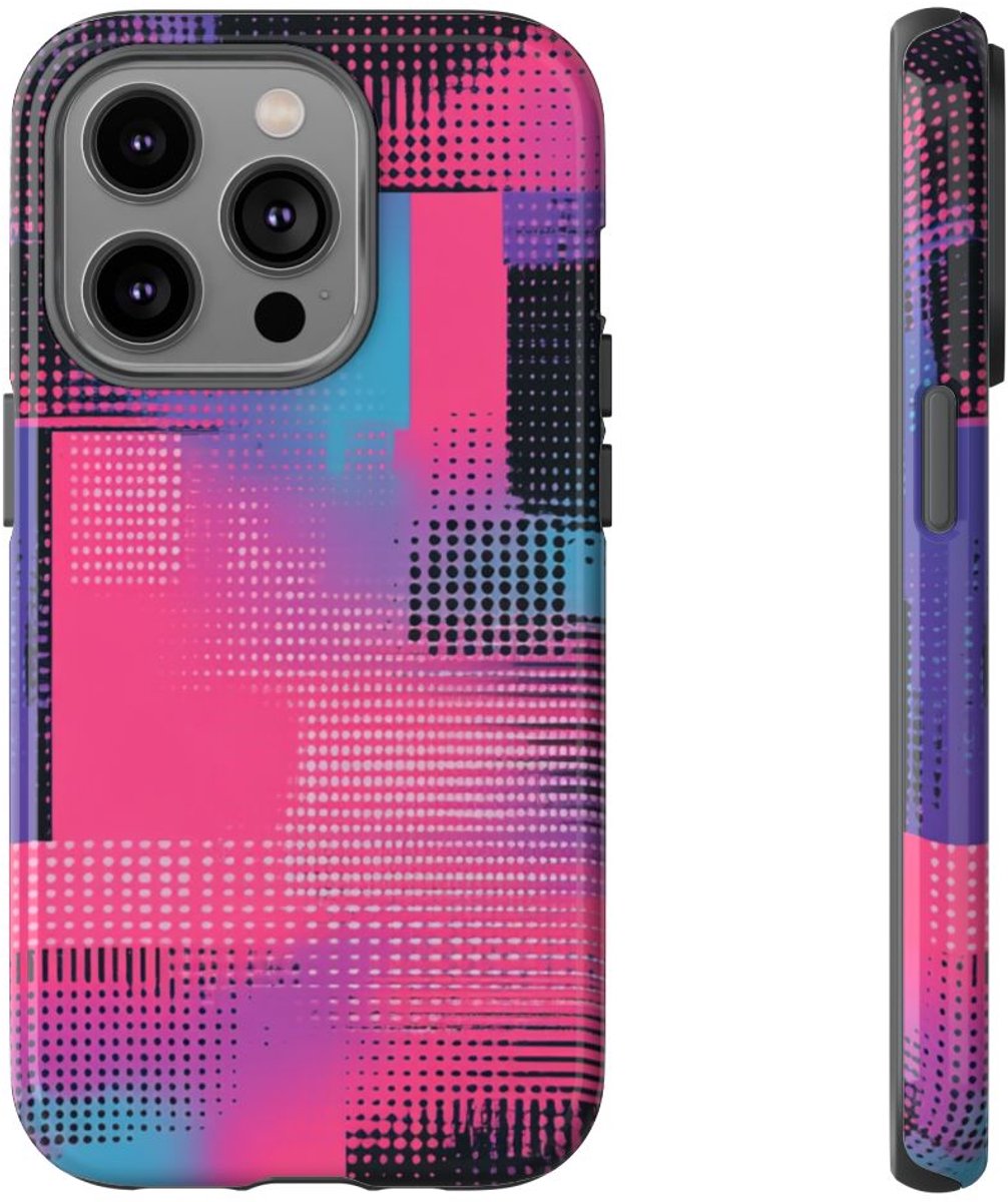 Vrolijk Abstract Geometrisch Patroon – Telefoonhoesje Geschikt voor iPhone 14 Pro