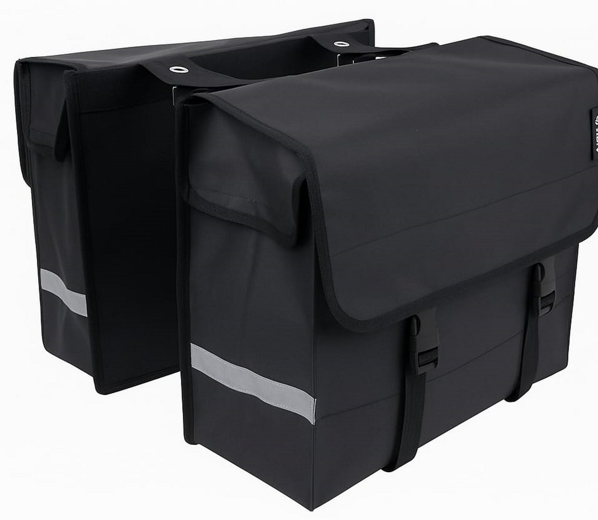 Rieba® Dubbele Fietstas XL - 48 Liter - Reflectoren - Zwart - Waterdicht - Tarpaulin - Zeer Ruim & Sterk - Elektrische Fiets - Stadsfiets - Universele Bevestiging