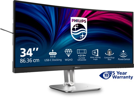 Philips 5000 series 34B2U5600C/00 écran d'ordinateur 86,4 cm (34") 3440 x 1440 pixels Dual QHD LCD Grijs