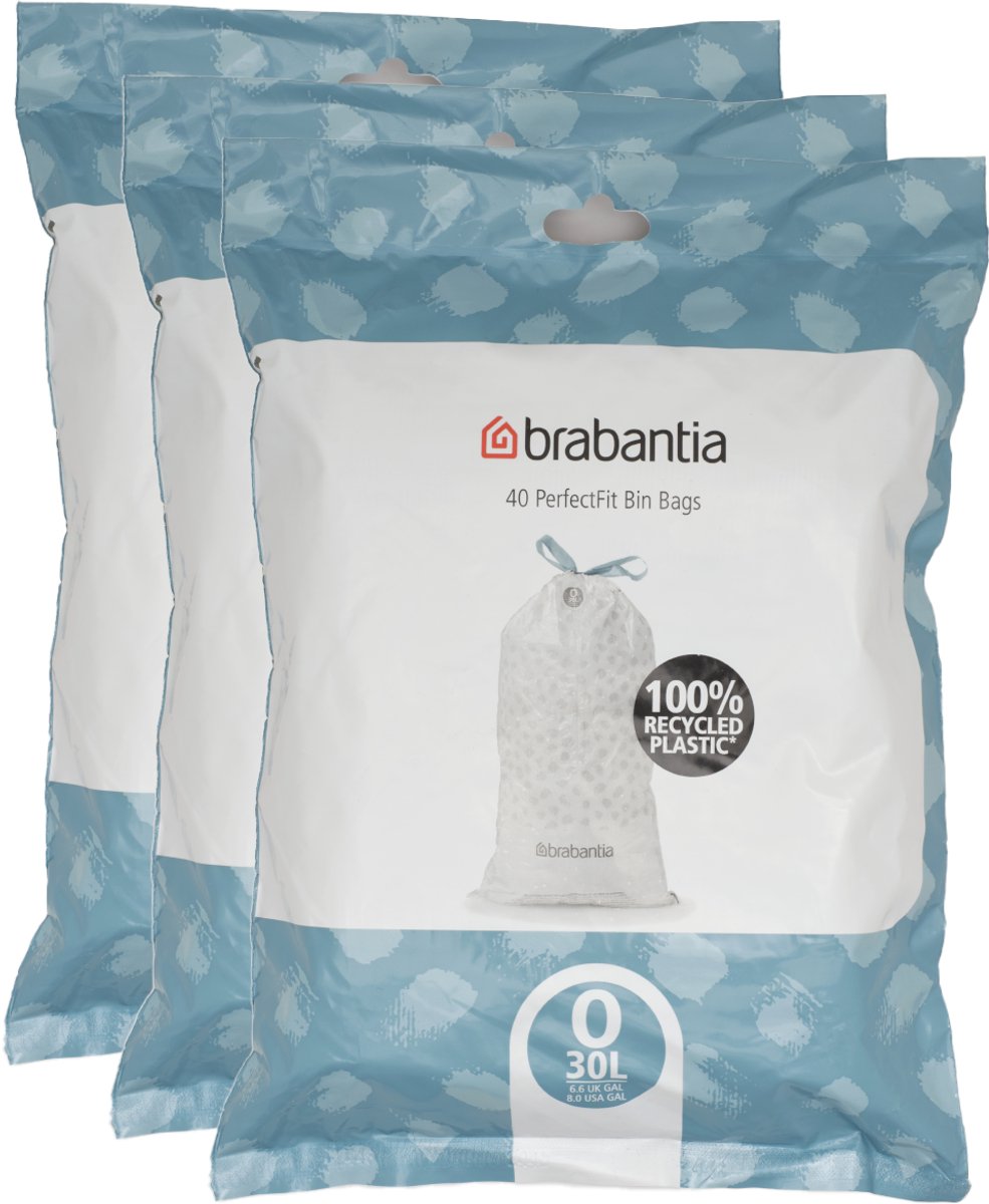 Brabantia PerfectFit Set van 3 - Vuilniszak dispenser pack - Code O - 30L - 3x 40 stuks