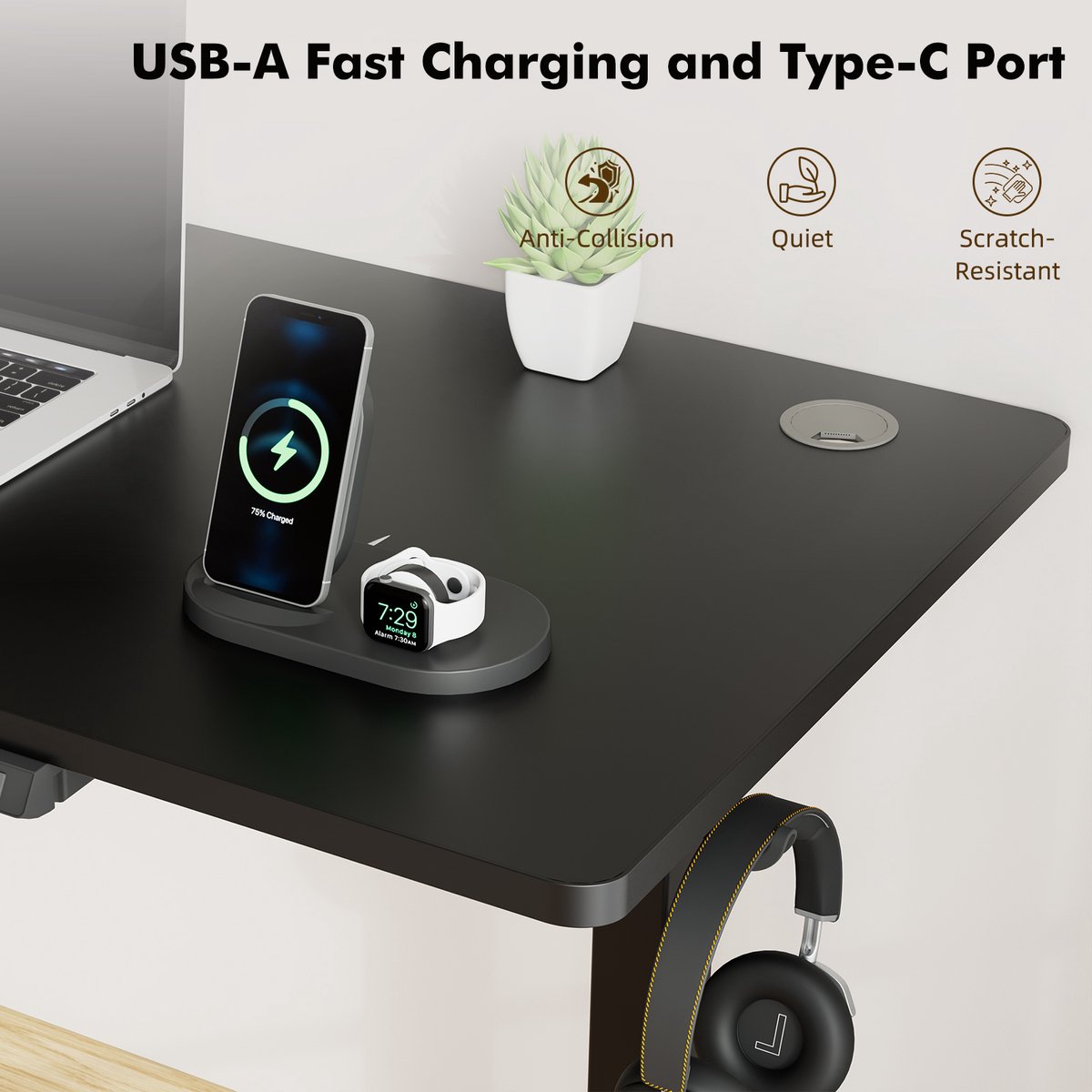Zit-sta bureau 120 x 60 cm - Elektrisch verstelbaar - Anti-botsingstechnologie - USB-A/USB-C poorte thumbnail 3