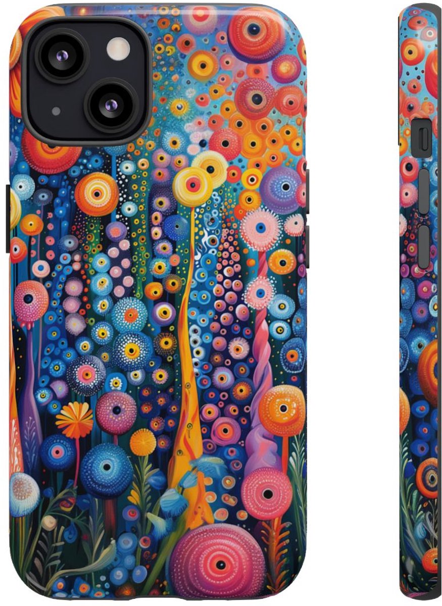 Levendig Abstract Bloemenpatroon – Telefoonhoesje Geschikt voor iPhone 13