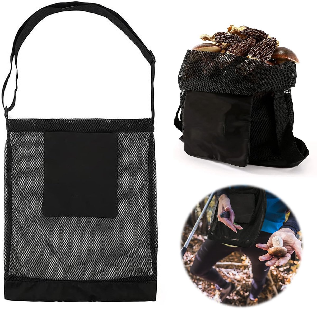 Foerageertas - Met Ademend Net - Voor Paddestoelen Plukken, Jagen, Bushcraft, Kamperen en Wandelen