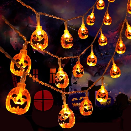 halloween decoratie -Halloween- Halloween 3D pompoen lichtsnoer - 6 m