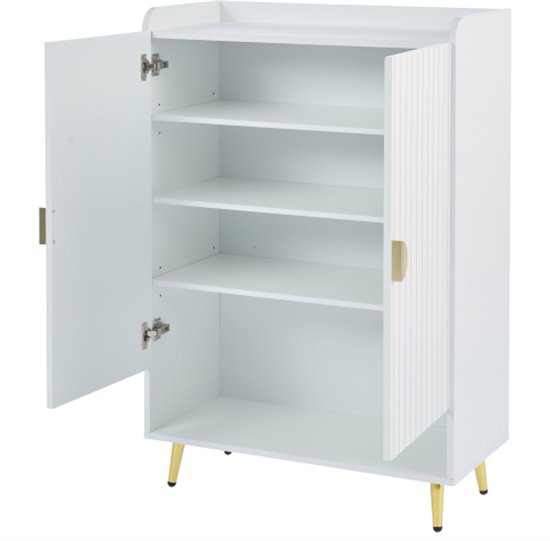 Moderne schoenenkast - 73 x 34 x 109 - met verstelbare planken 2 deuren - spaanplaat - wit