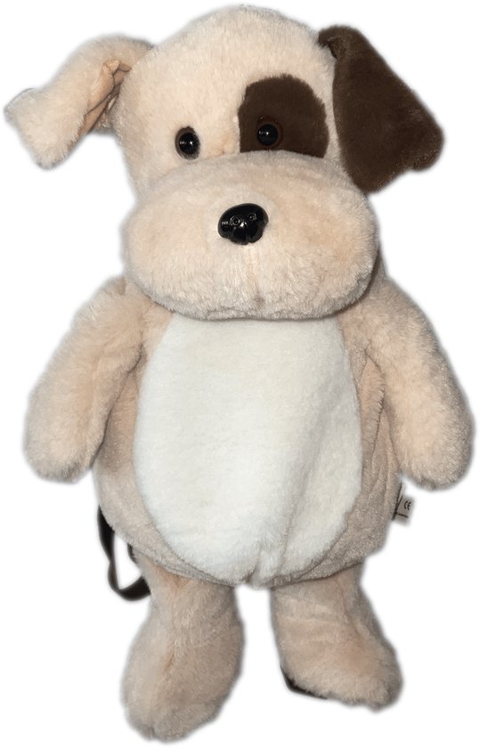 Cute since 1999 - Knuffel rugzak - Beige Hond Rugzak - Boekentas kleuter - Zachte rugtas meisjes en jongens - 45x25cm
