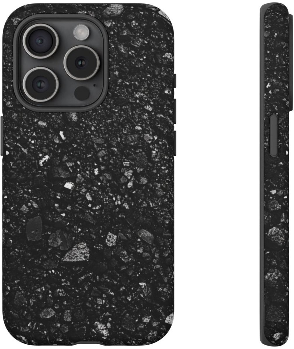 Zwarte Asfaltstructuur – Telefoonhoesje Geschikt voor iPhone 15 Pro
