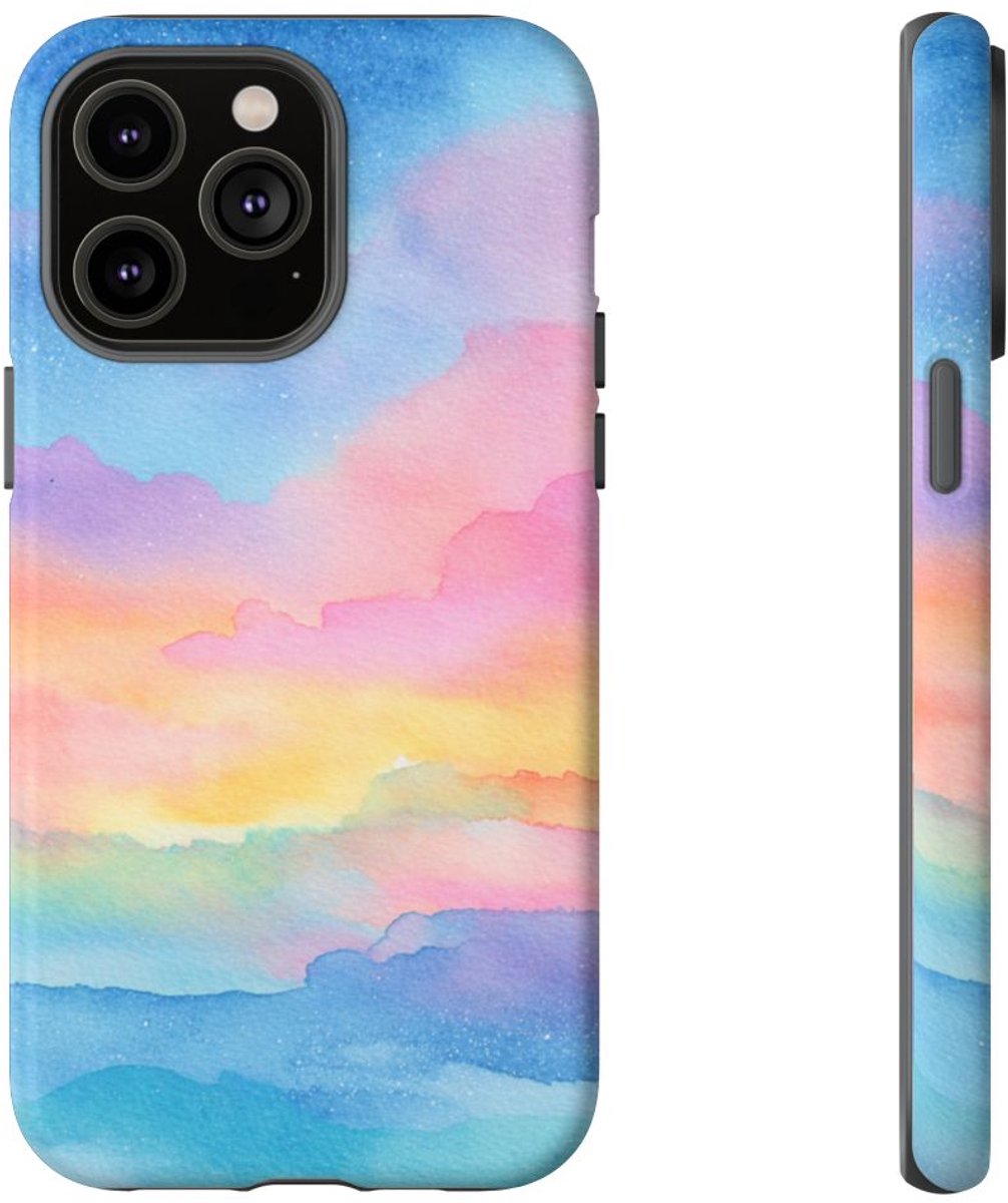 Oceanische Waterverflook – Telefoonhoesje Geschikt voor iPhone 15
