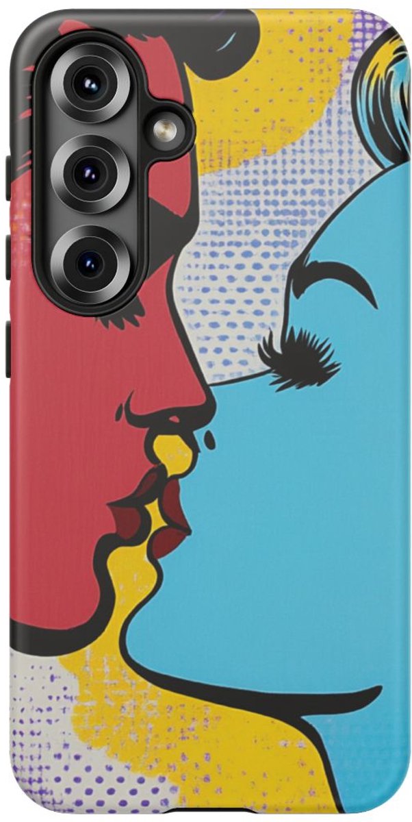 Kussend Koppel in Popartstijl – Telefoonhoesje Geschikt voor Galaxy S25