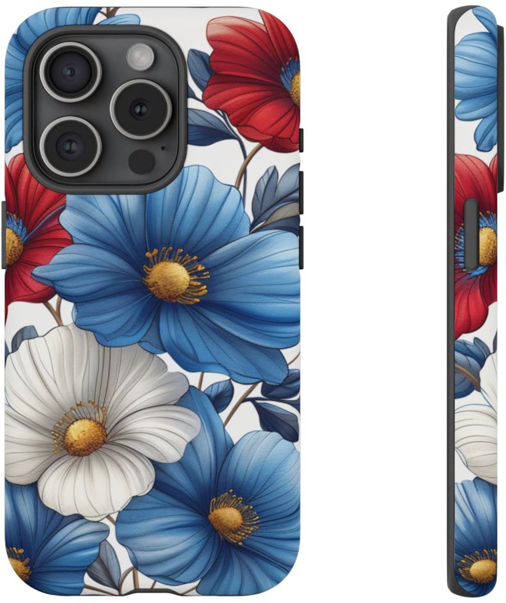 Vrolijk Bloemenpatroon – Telefoonhoesje Geschikt voor iPhone 15 Pro