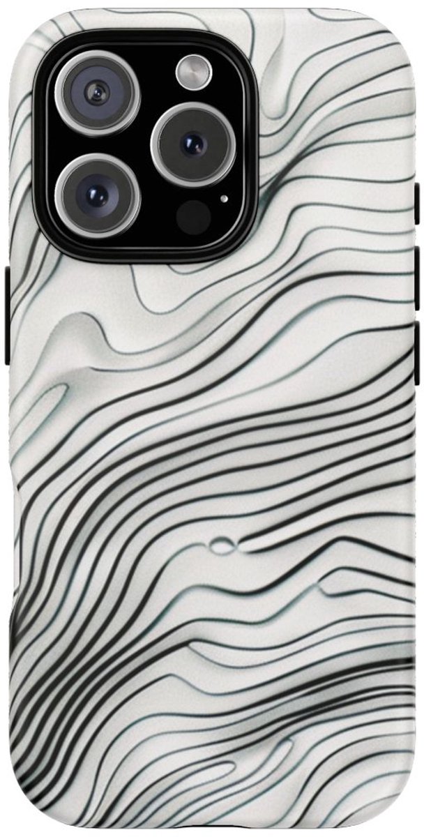 Minimalistische Topografische Lijnen – Telefoonhoesje Geschikt voor iPhone 16 Pro