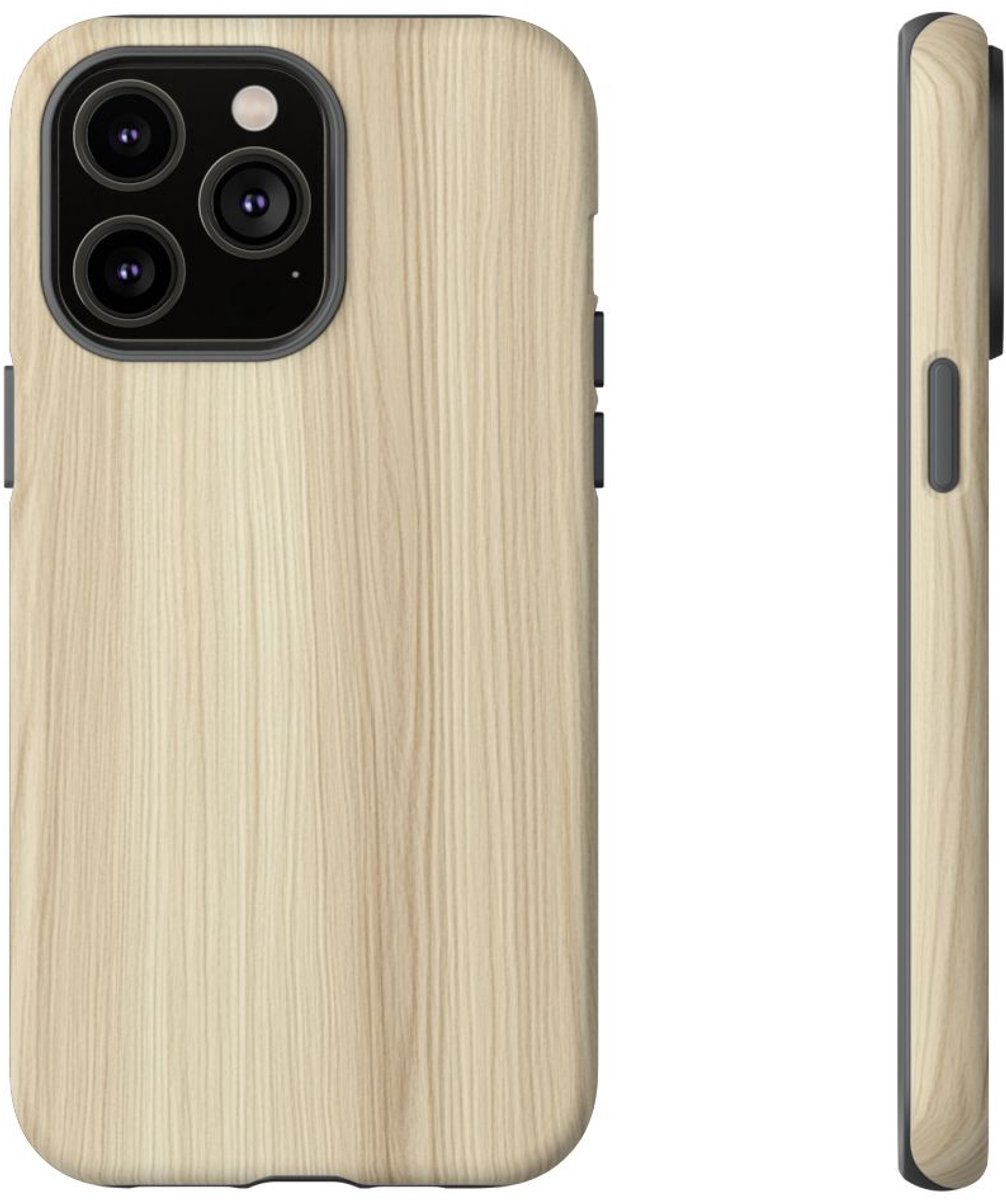 Minimalistische Licht Houtstructuur – Telefoonhoesje Geschikt voor iPhone 14 Pro Max