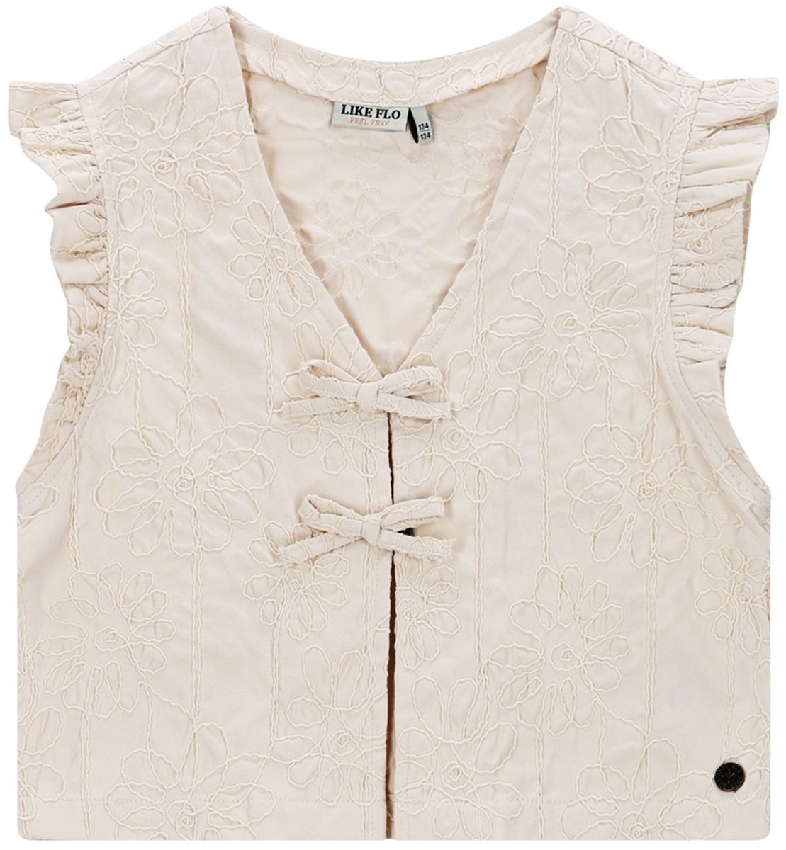 Like Flo winter gilet meisjes - beige - Dia - nep strik sluiting